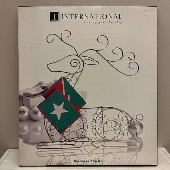International Silver Co. Wire Christmas Card Holder In Reindeer Shape 18 x 16.5 - Picture 1 of 11